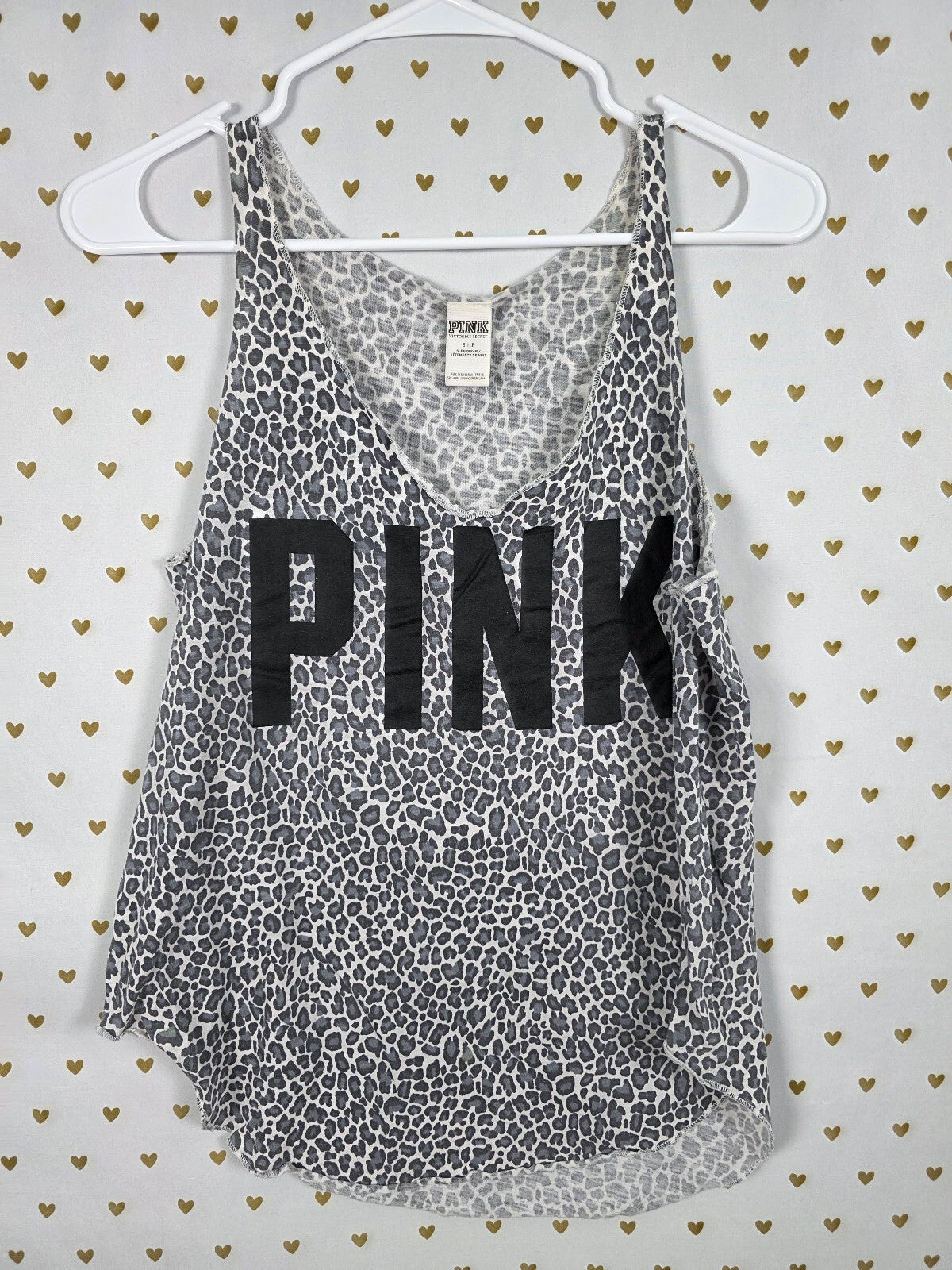 Victorias Secret PINK Leopard Cheetah Logo Tank Top SMALL