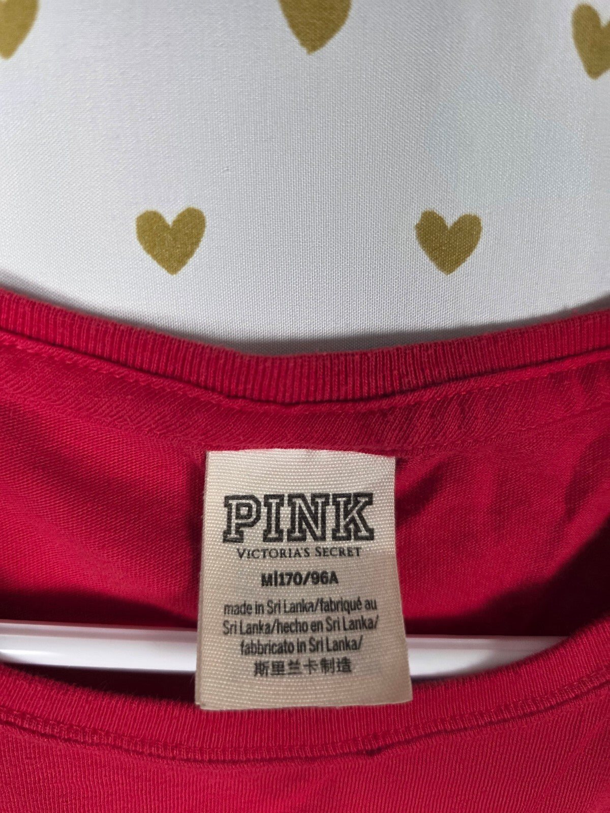 Victorias Secret PINK Red Studded BLING Dog Logo Tee Shirt MEDIUM