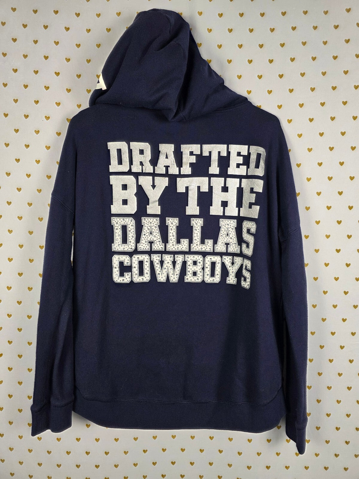 VS PINK Dallas Cowboys NFL BLING Full Zip Hoodie Small Drafted Navy Bling