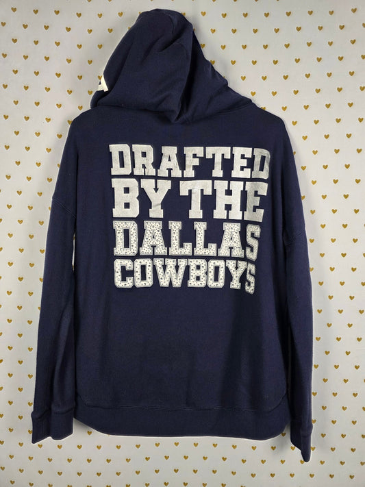VS PINK Dallas Cowboys NFL BLING Full Zip Hoodie Small Drafted Navy Bling