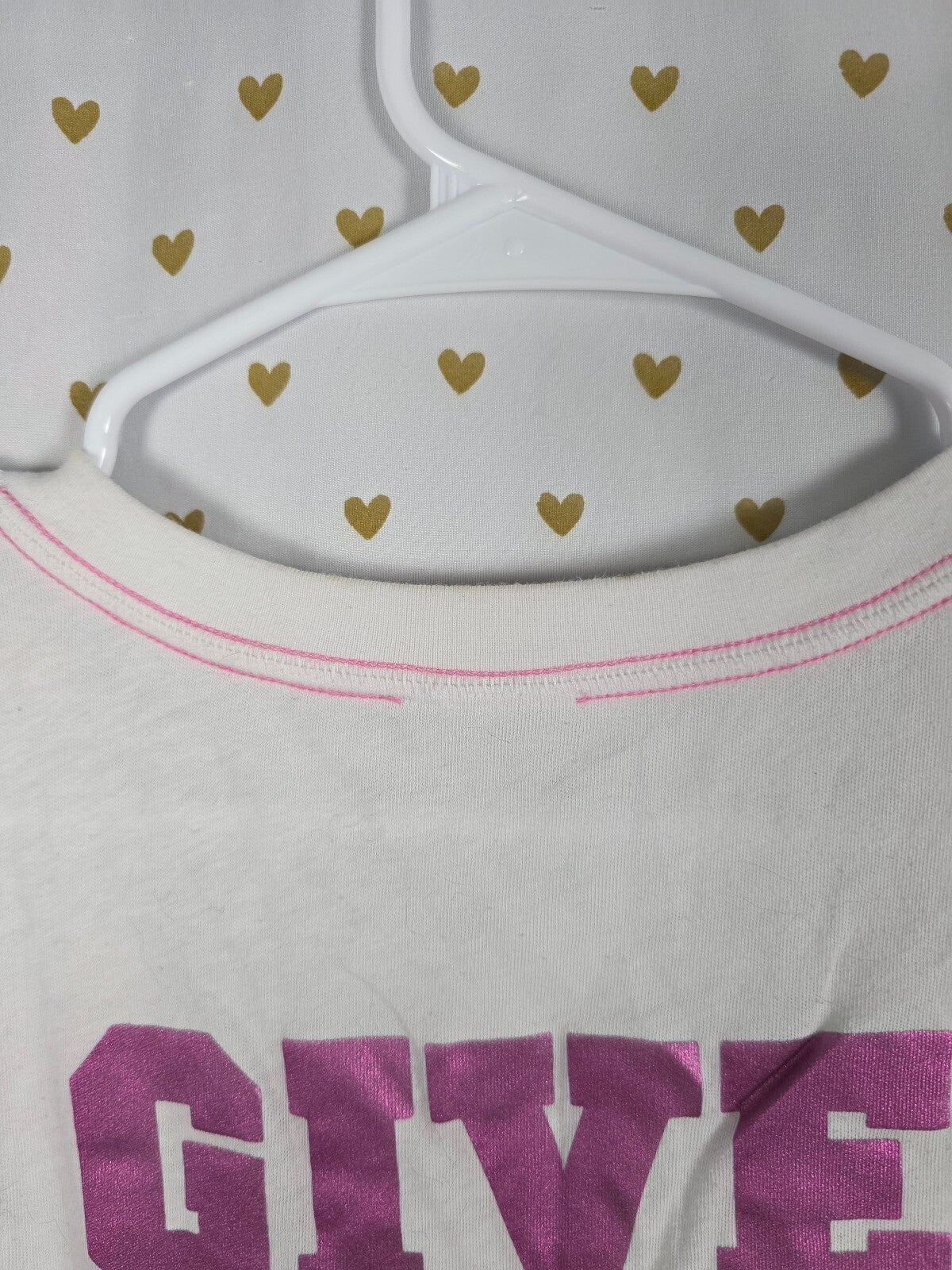Victorias Secret PINK NATION LOVE Collectors Tee shirt White V neck Small