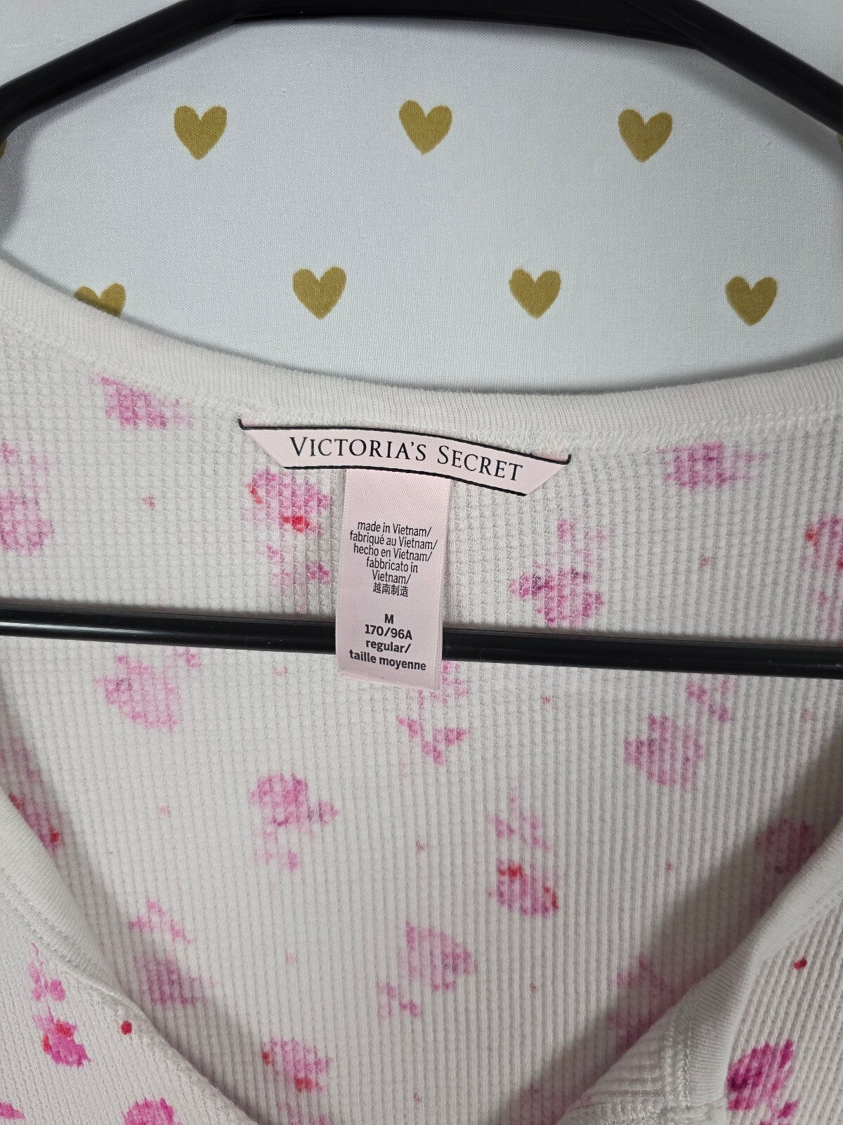 Victorias Secret Thermal Waffle Floral Sleep Set Medium Shirt Henley Pants PJ