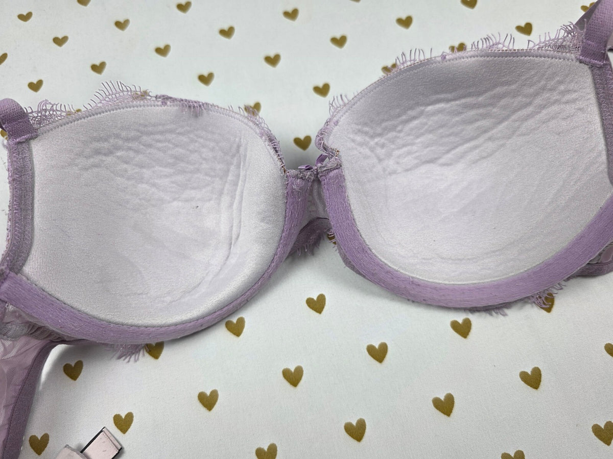 Victorias Secret Purple  DREAM ANGELS Lined Demi Balconette Bra 34B