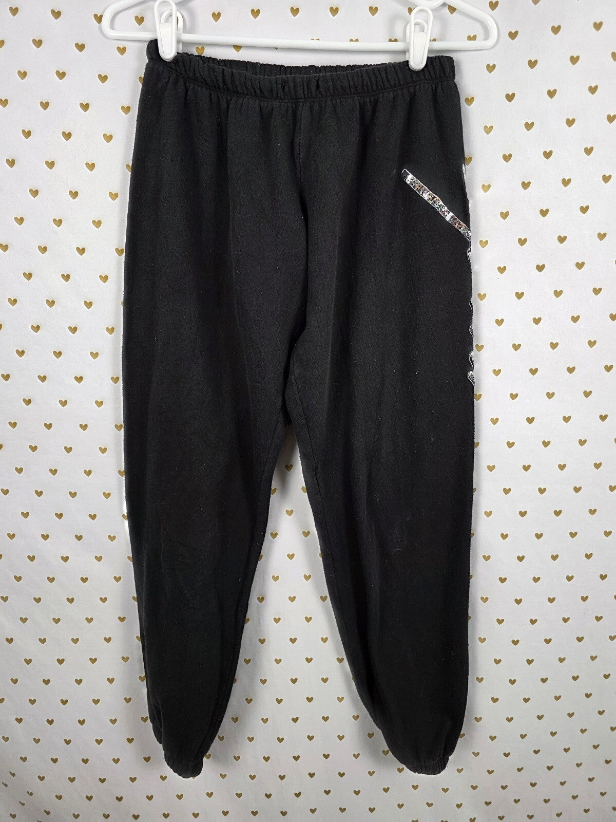 Victorias Secret PINK Bling Sweatpants sweats Tapered Black XS