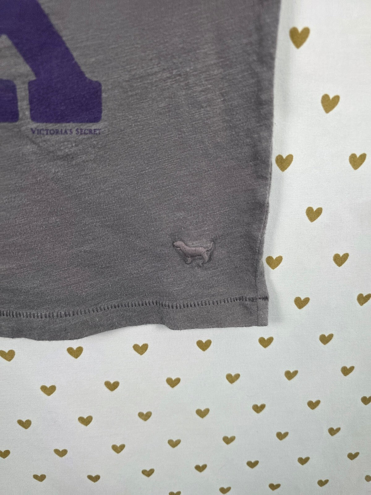 Victorias Secret PINK Vintage V neck logo Tee shirt Grey Medium