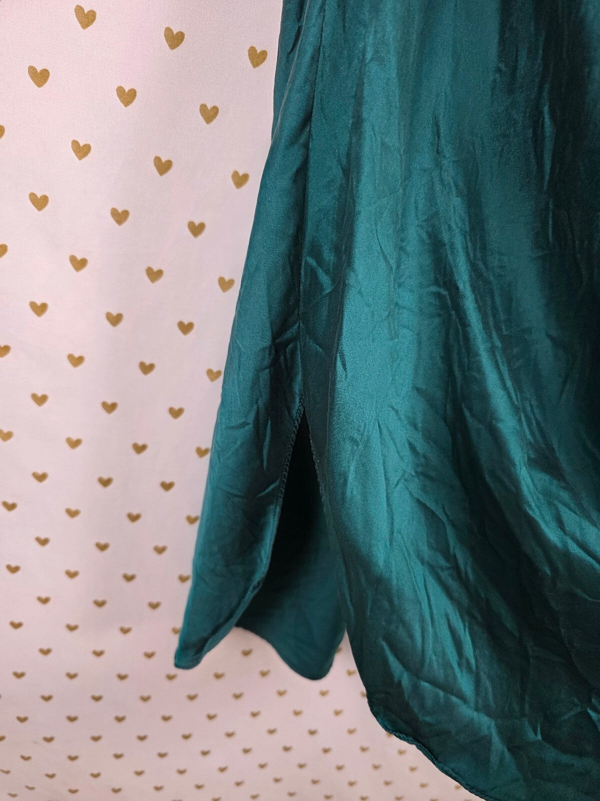 Victorias Secret Vintage Gold label 100% Silk Emerald Slip Dress Nightie Small