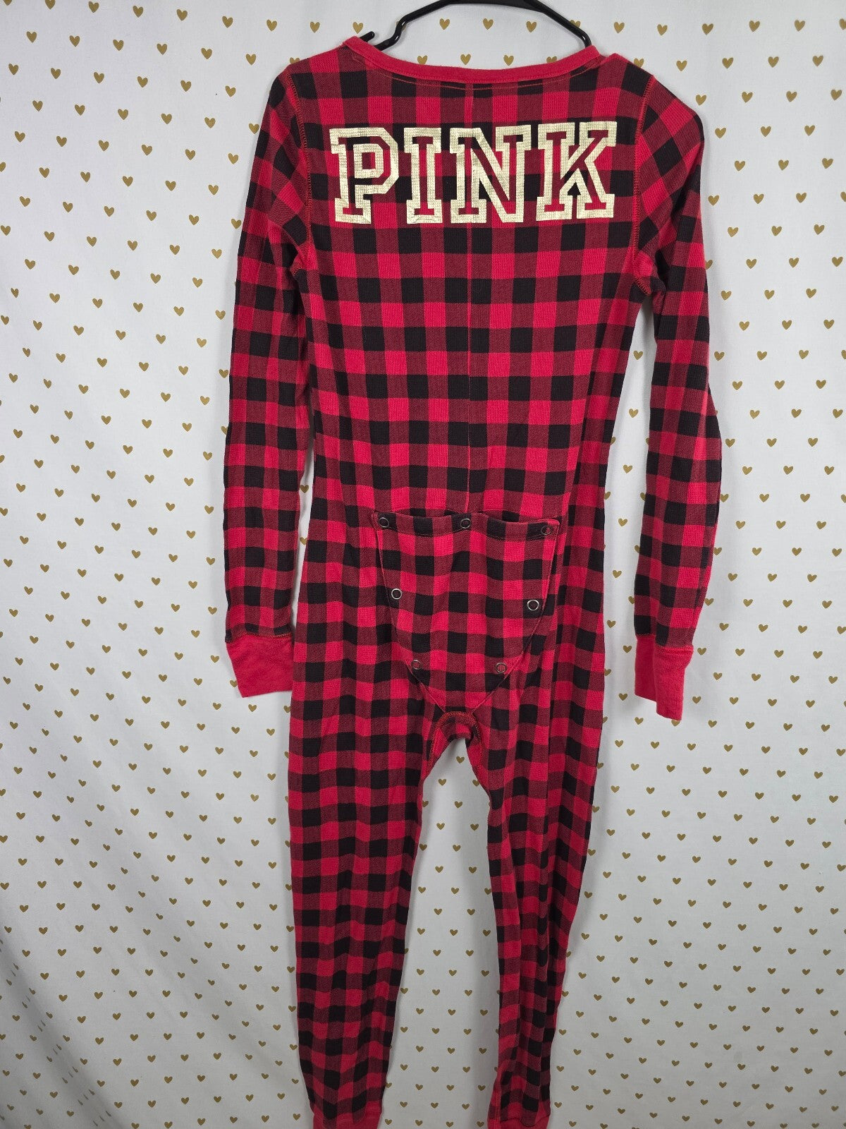 Victoria's Secret PINK Buffalo Plaid Thermal Flapjack One Piece Pajamas S