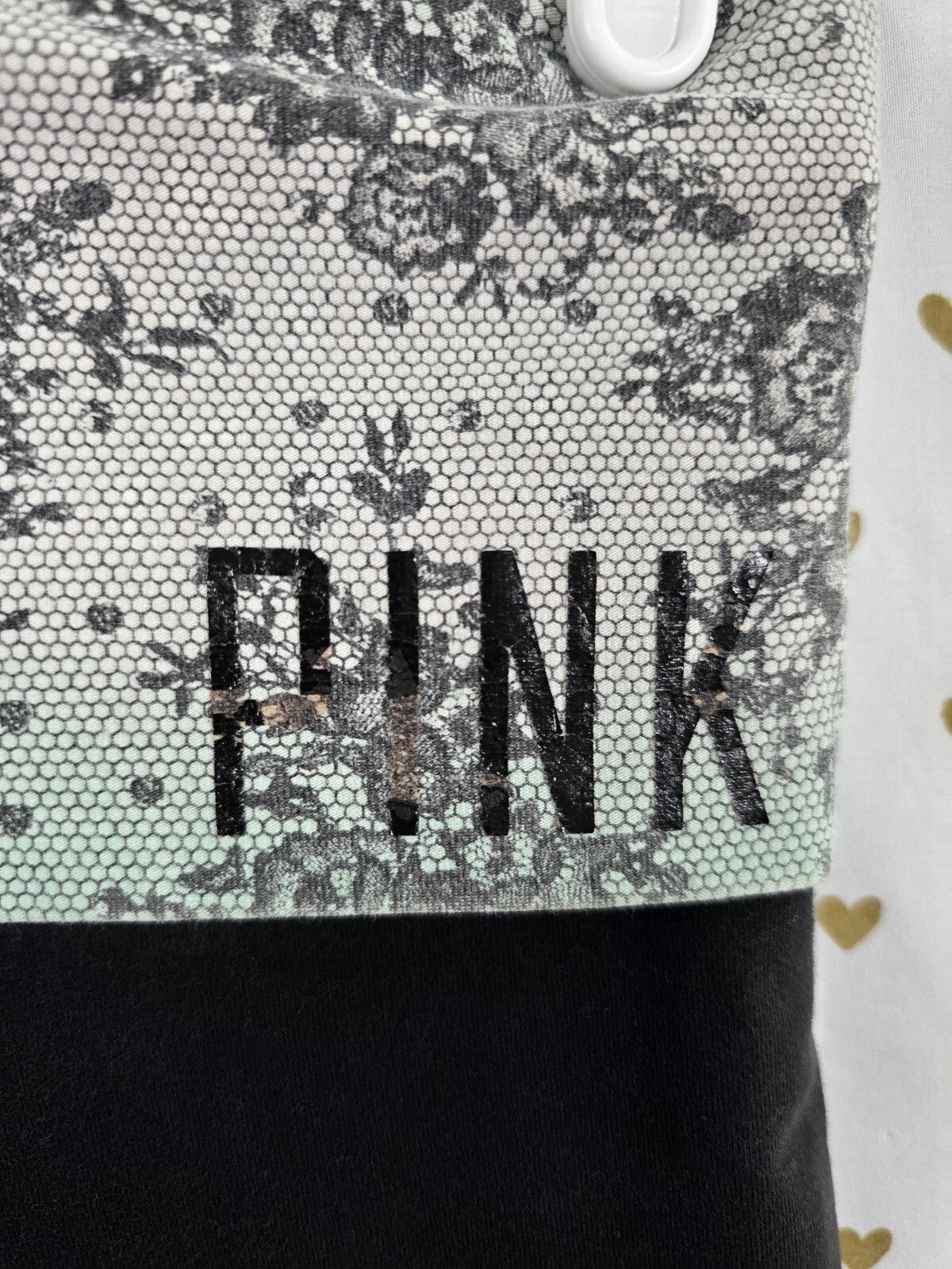 Victorias Secret PINK Lace Design Vintage Foldover Yoga Pants Small Flare