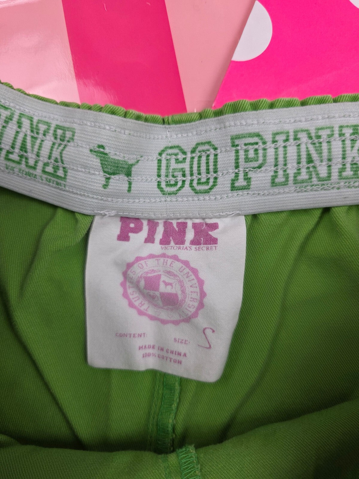 Vintage 2007 VS PINK Green Foldover Dolphin Shorts SMALL Go Pink Y2K Cargo