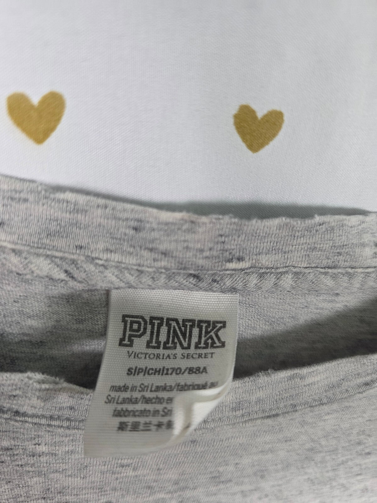 Victorias Secret PINK Gold Bling Sequined Dog Logo Long sleeve tee shirt SMALL