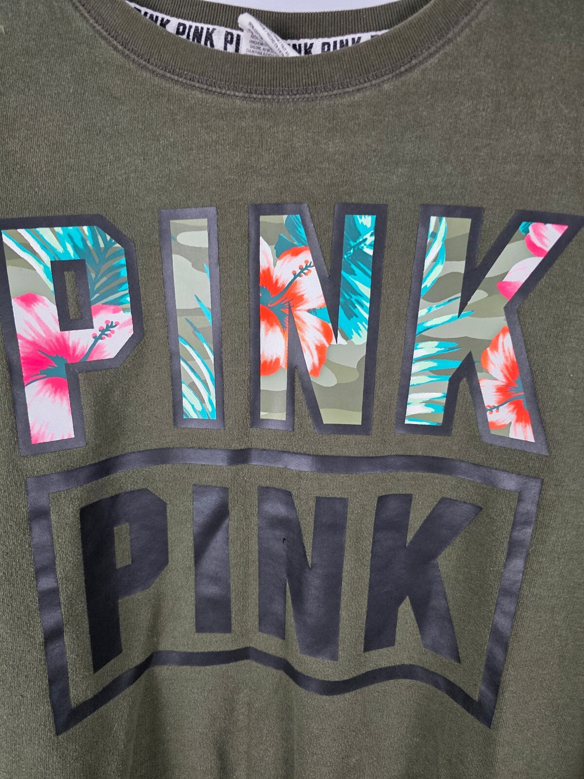Victorias Secret Pink Hawaiian Hibiscus SET Sweater Joggers Sweats SET SMALL