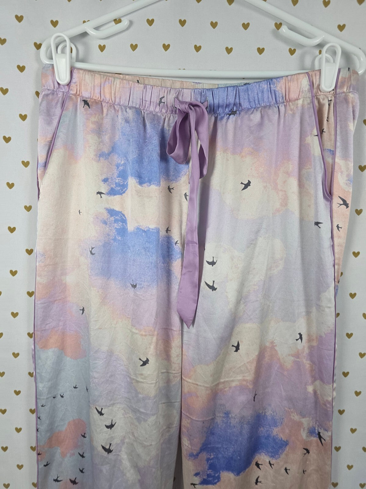 Victorias Secret  Satin Silky Watercolor MEDIUM Sleep Pants Pajama PJ Bottoms