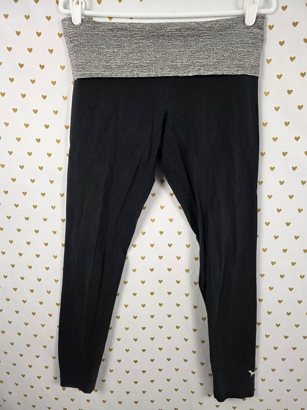 Victorias Secret PINK Bling Foldover Yoga Pants Skinny Ankle Sequined Medium