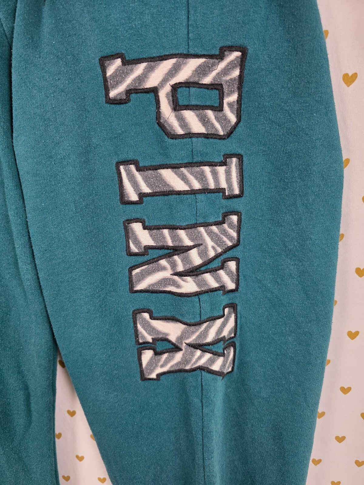 Victorias Secret PINK ZEBRA Embroidered Logo Flare Diaper Butt Boyfriend Sweats