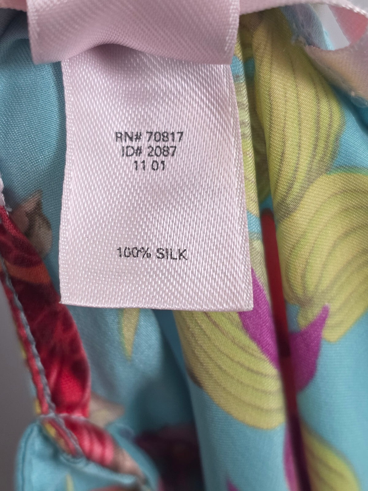 Vintage Victoria's Secret 100% Silk Slip Dress L Blue Tropical Floral Lace Up