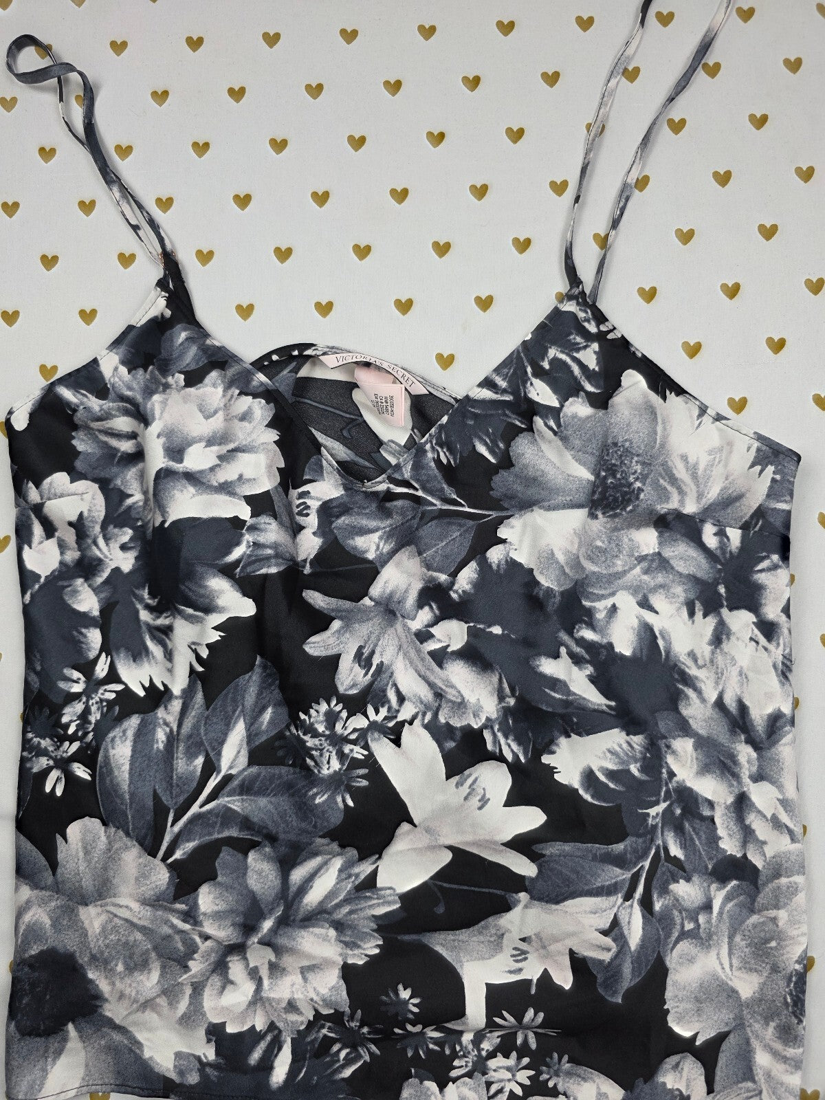 Victorias Secret Floral satin Babydoll tank top Silky Top MEDIUM