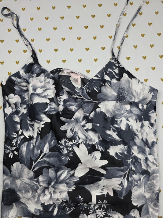 Victorias Secret Floral satin Babydoll tank top Silky Top MEDIUM