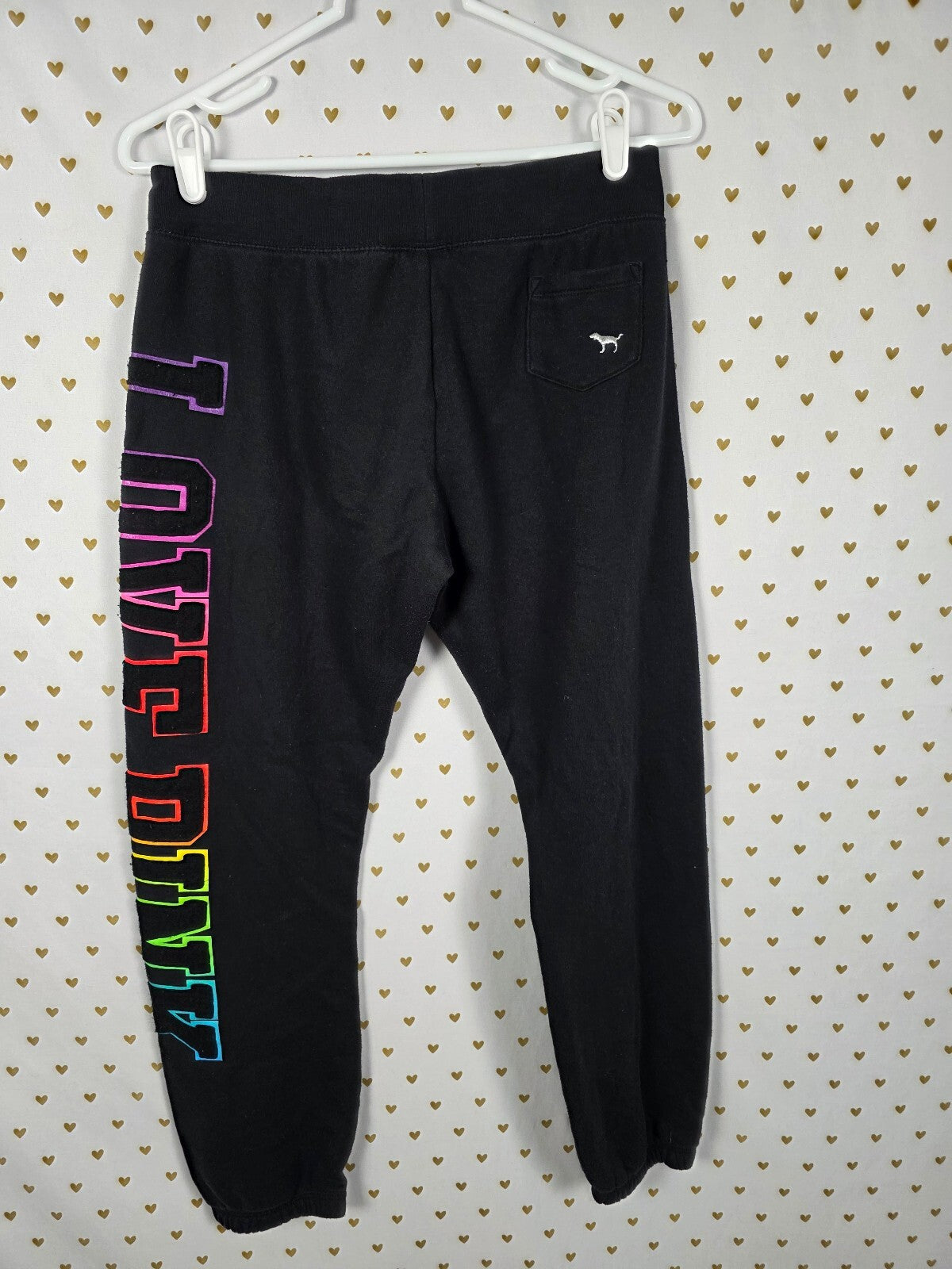 Victorias Secret PINK RAINBOW Embroidered Vintage Y2k Sweatpants SMALL