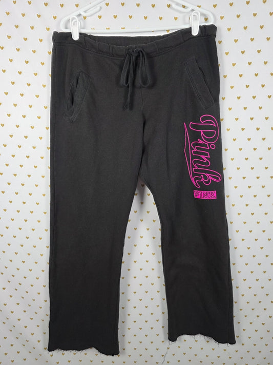 Victorias Secret PINK Boyfriend Diaper Butt Logo Raw Hem Sweatpants SMALL
