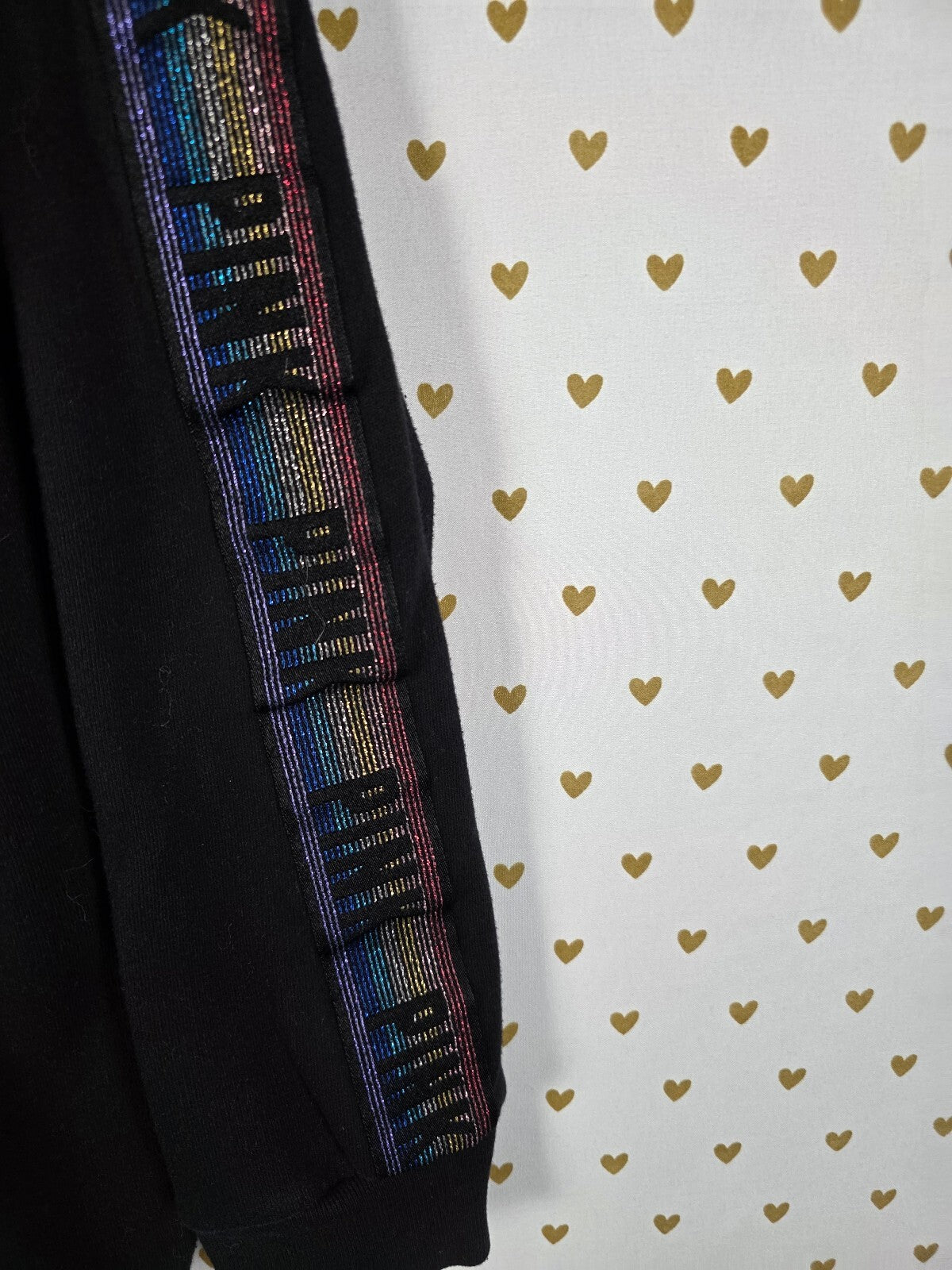 Victorias Secret Pink Rainbow Bling Flip Logo Slouchy Sweater Shirt SMALL