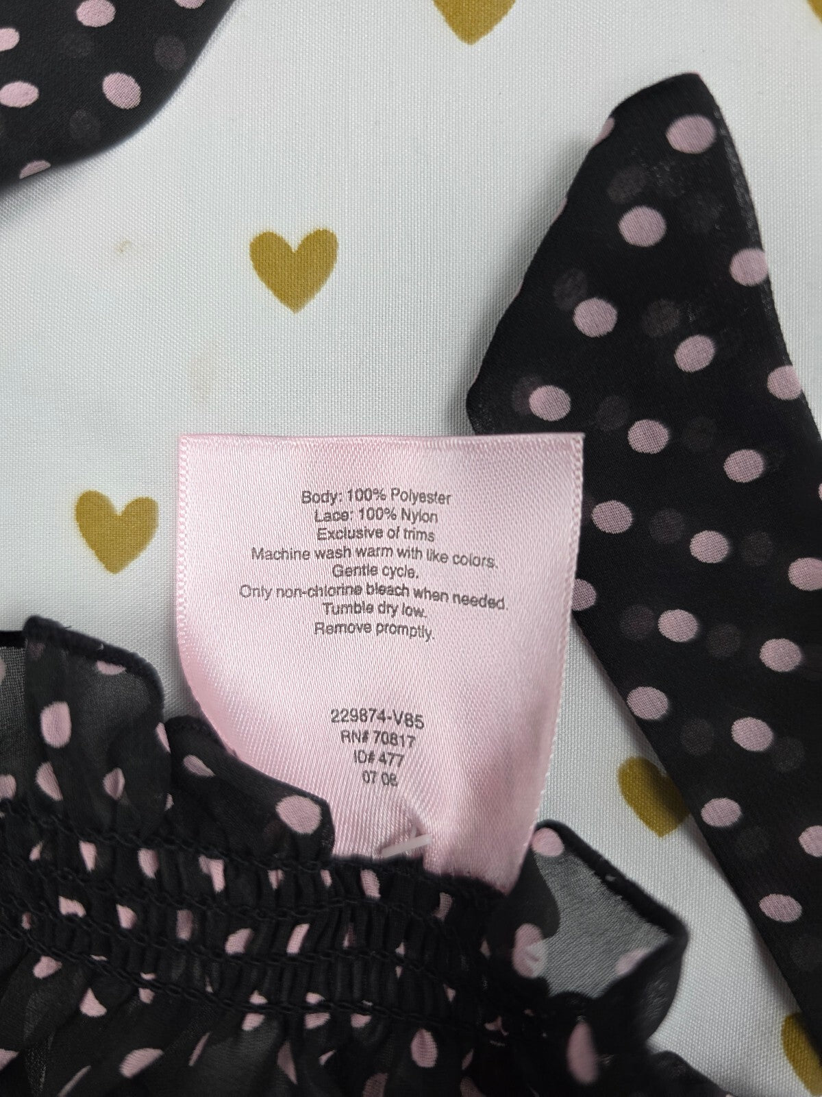 Victorias Secret Sexy Little Things Polka Dot Nightie Lingerie Lace Tie Dress M