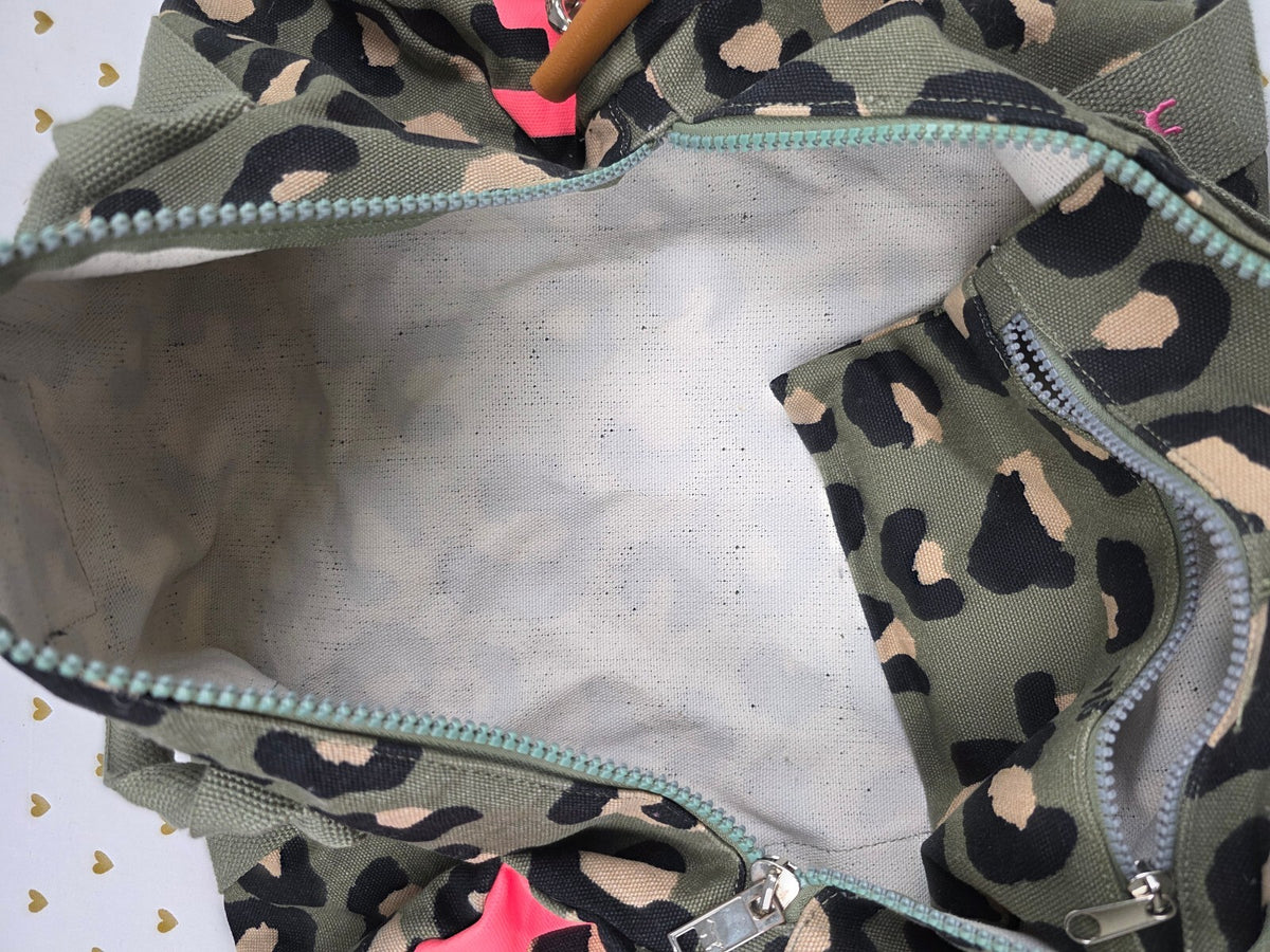 Victoria's Secret PINK Leopard Cheetah LOVE PINK Canvas Duffle Weekender Bag