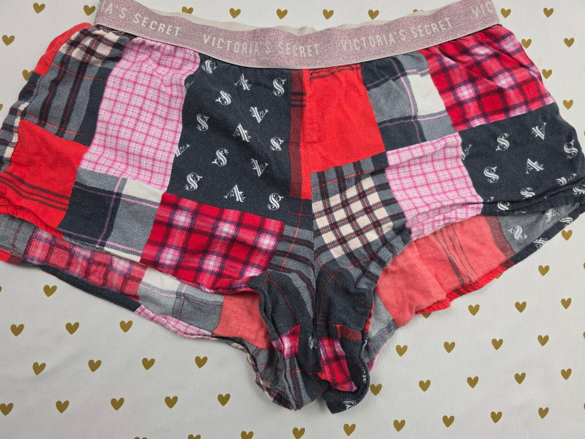 Victorias Secret Plaid Patchwork Small Sleep Shorts Boxers Pajama Bottoms