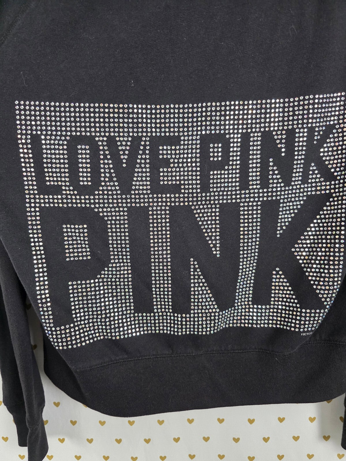 Victorias Secret Pink Bling Studded Full Zip Hoodie Jacket Logo Medium