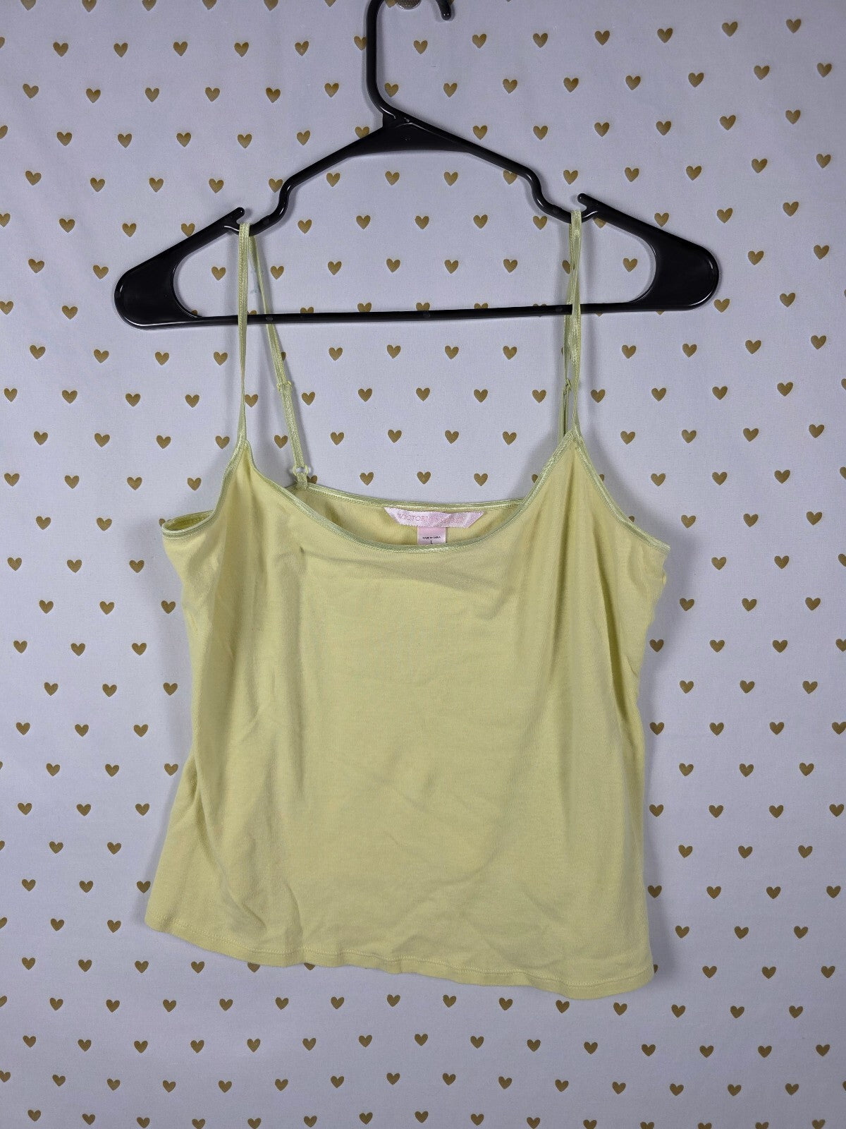 Victorias Secret PINK Vintage Yellow Y2k Cotton Tank Top Large 2003