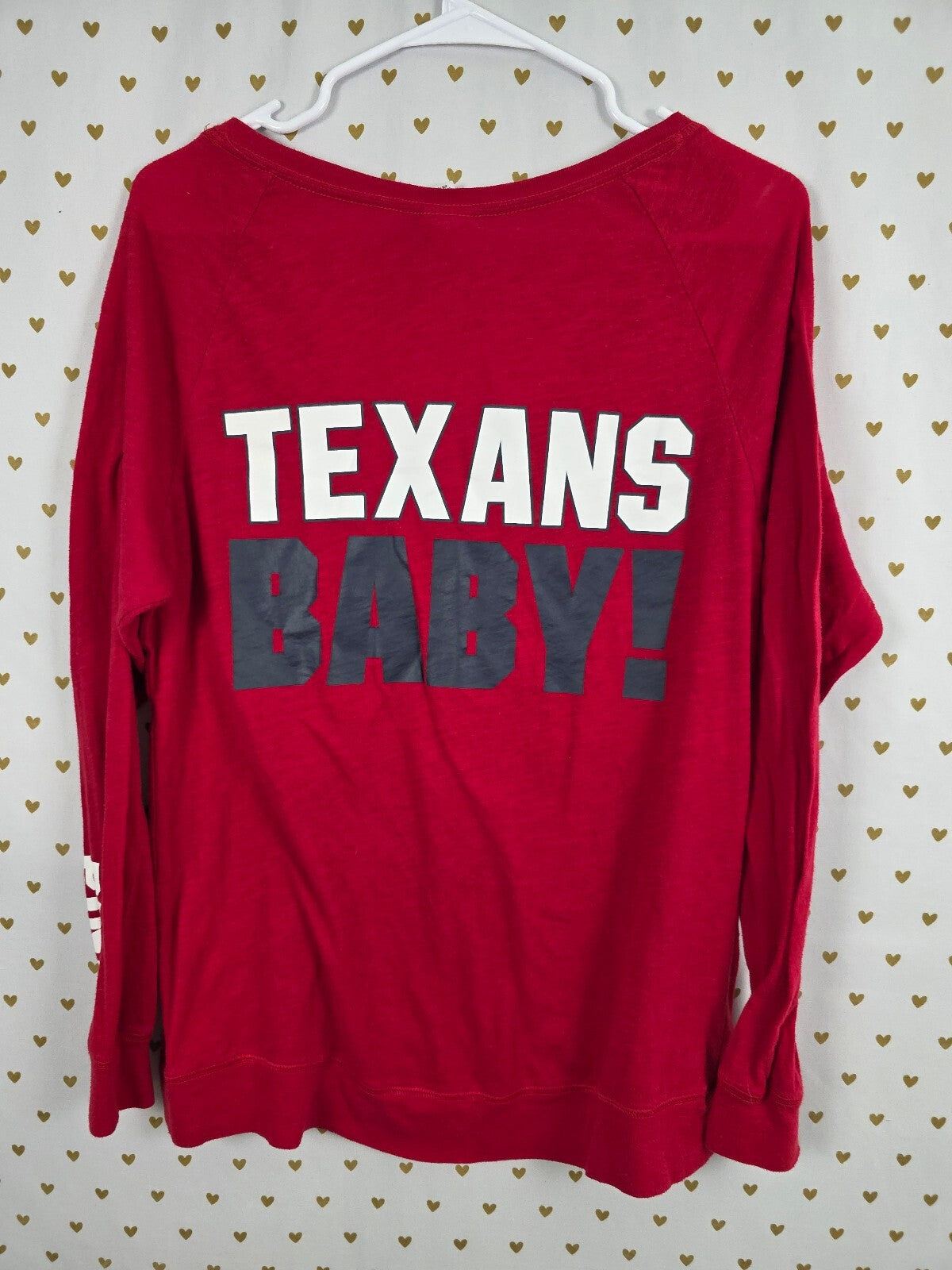 Victorias Secret PINK NFL Houston Texans Red Long Sleeve Tee Shirt Small