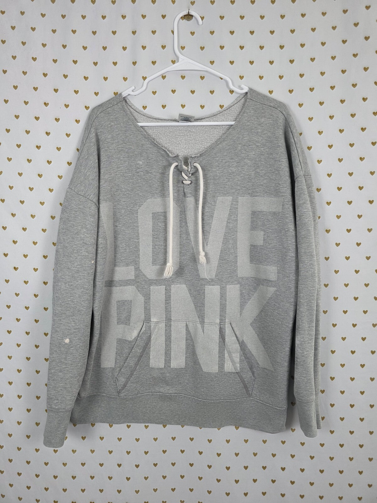 Victorias Secret Pink Vintage Slouchy Logo Sweater Shirt Y2k Medium