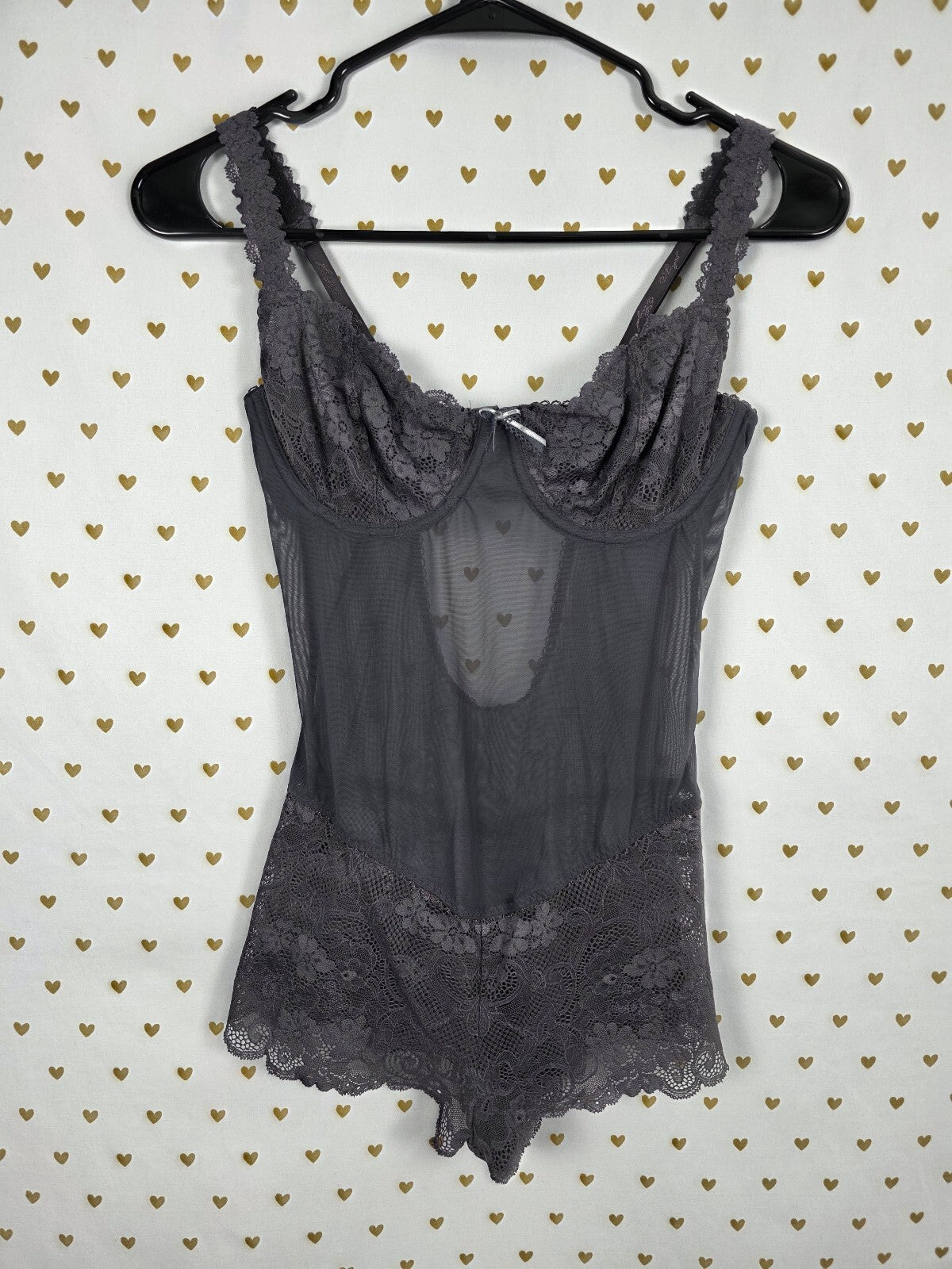 Victorias Secret Vintage Y2k Sheer Bodysuit Teddy Underwire One Piece ANGELS 36C