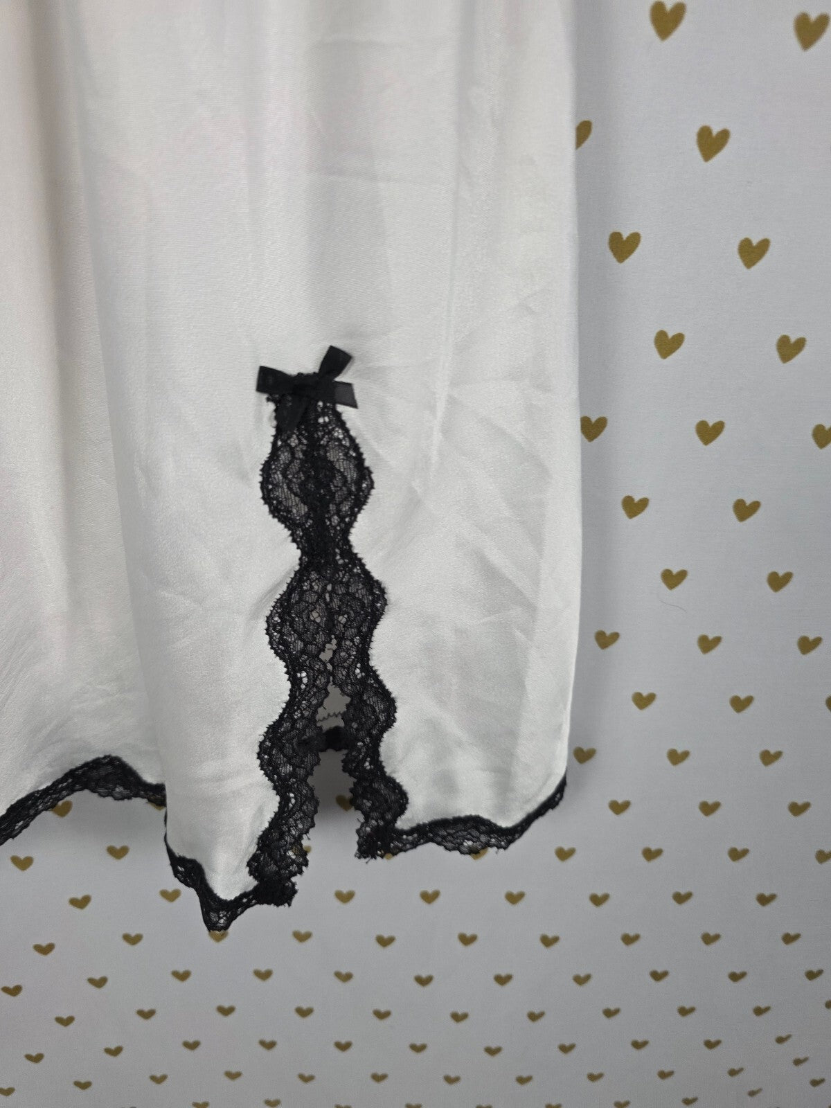 Victorias Secret White Lace Accent Slip Dress Nightie SMALL Silky Lingerie