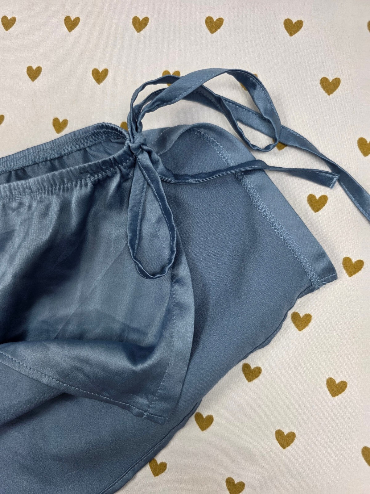 Victorias Secret Blue Satin Side Tie Sexy Sleep Shorts Boxers Pajama Bottoms XL