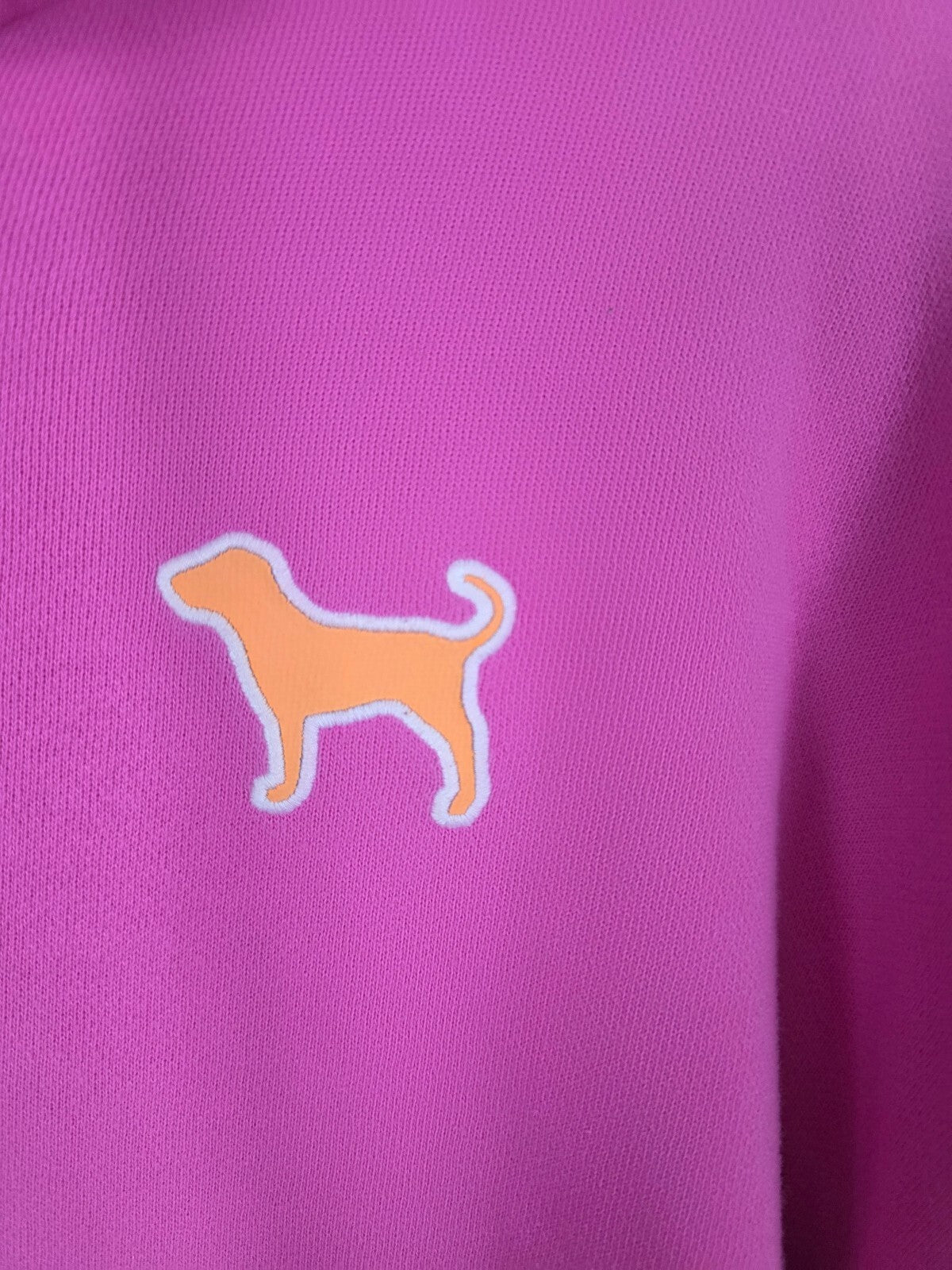Victorias Secret Pink Embroidered Dog Full Zip Hoodie Jacket XL Oversized