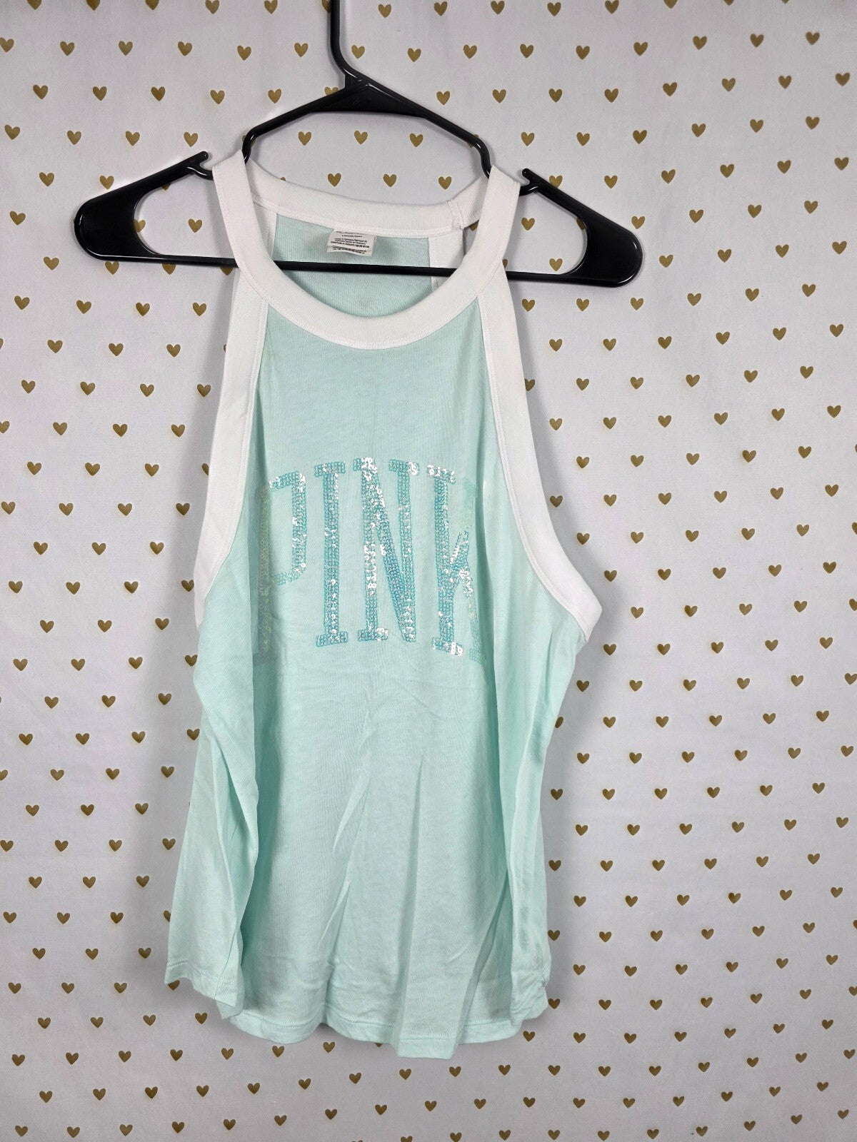 Victorias Secret PINK Blue Mermaid Bling Tank Top LARGE