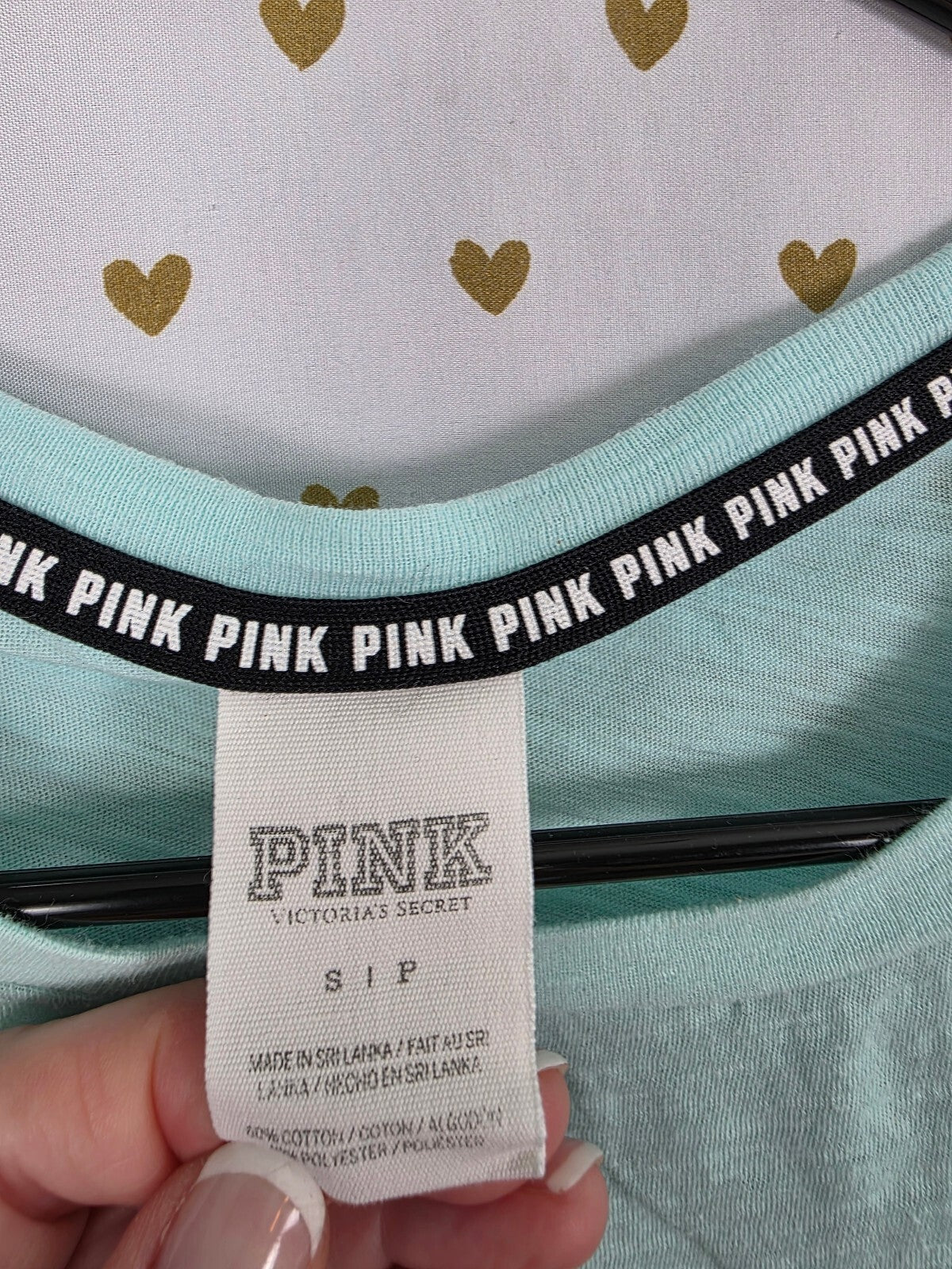 Victorias Secret PINK Bling Sequined Logo Short Sleeve Tee shirt Small