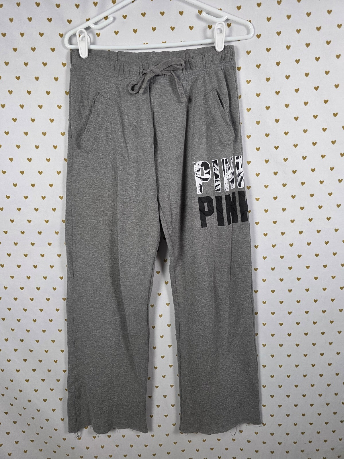 Victorias Secret PINK XS Grey Logo Flared Diaper Butt Boyfriend Sweats