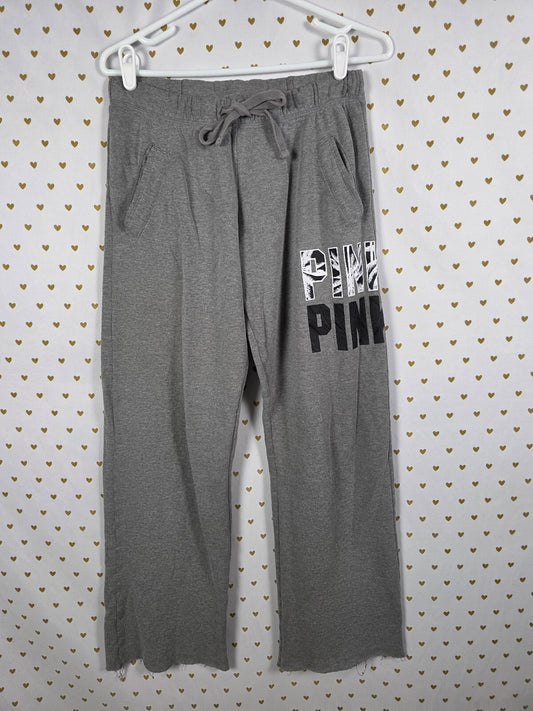 Victorias Secret PINK XS Grey Logo Flared Diaper Butt Boyfriend Sweats
