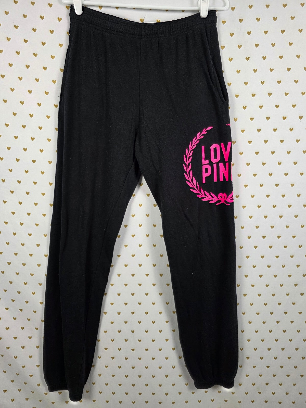 Victorias Secret PINK Vintage Crest Neon Logo Long sweats Sweatpants XS Pockets