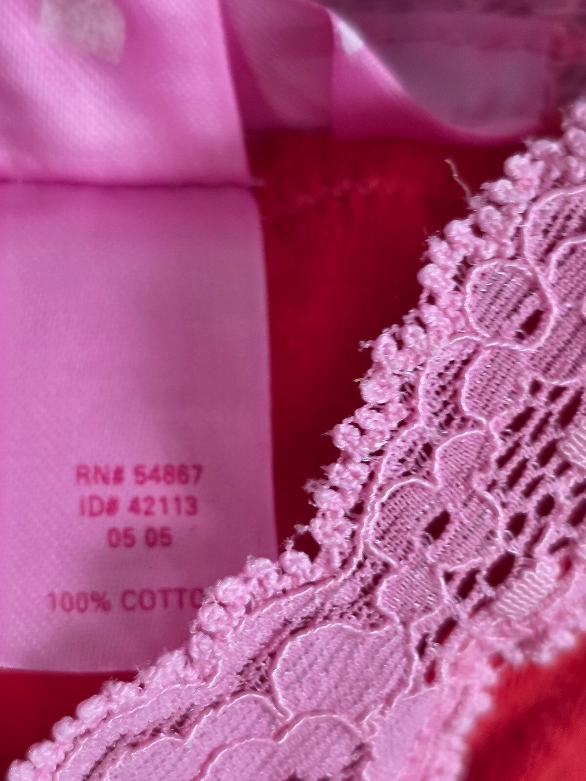 Vintage 2005 Victoria's Secret PINK M/L Red Lace Dog Tank Slip Dress Y2K Cotton