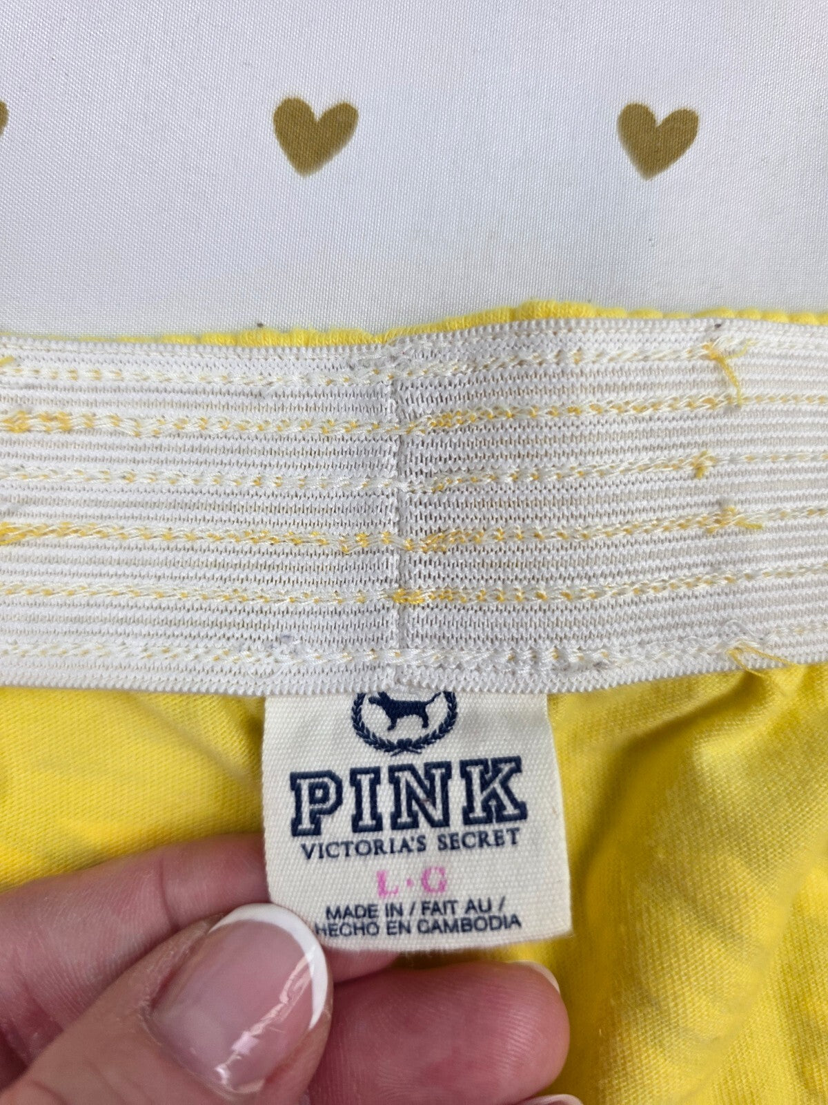 Victorias Secret PINK Vintage Yellow Zebra Y2k Sweat Shorts Logo Butt Large
