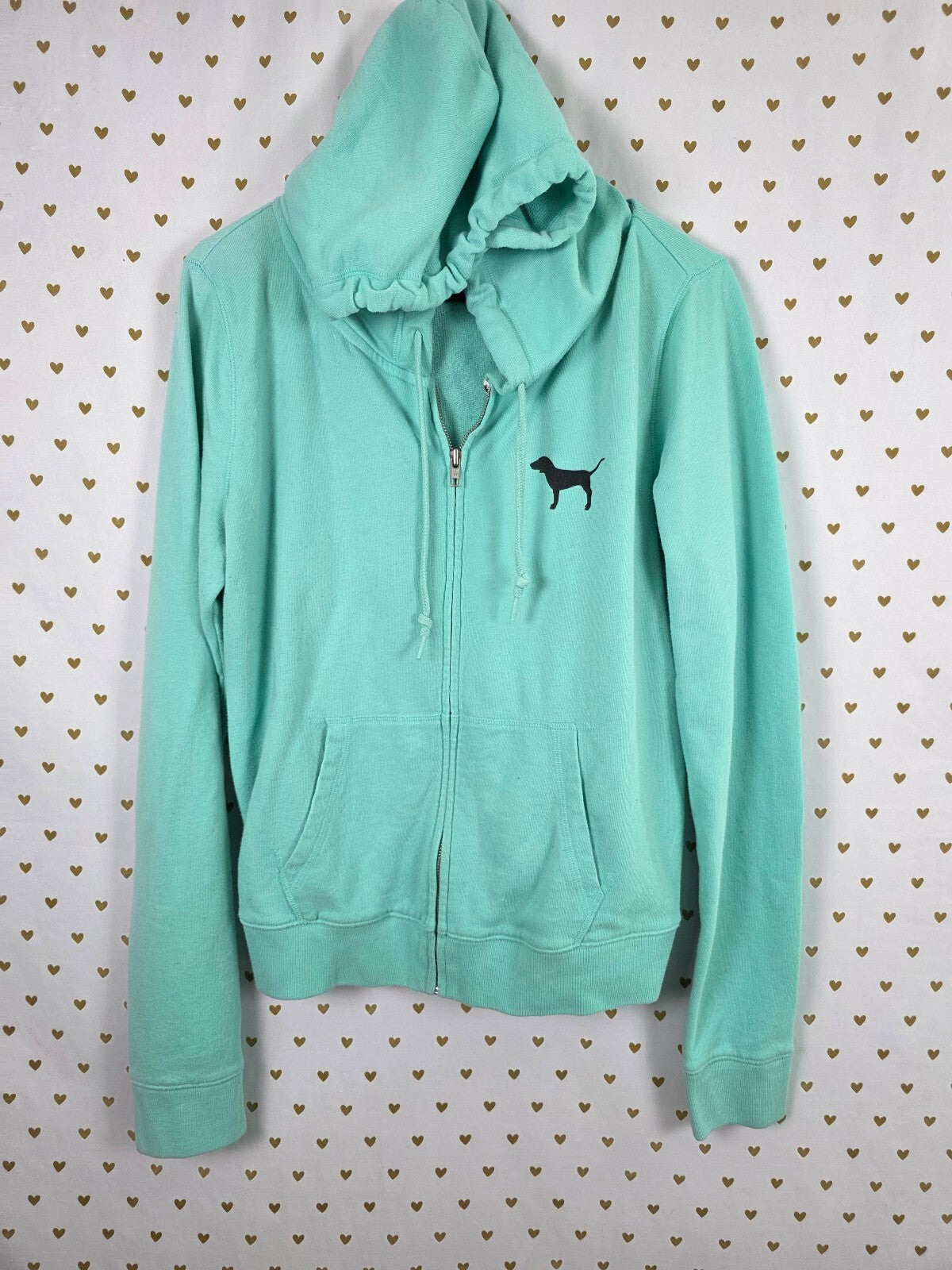 Victorias Secret Pink Full zip cheetah Leopard logo hoodie jacket large