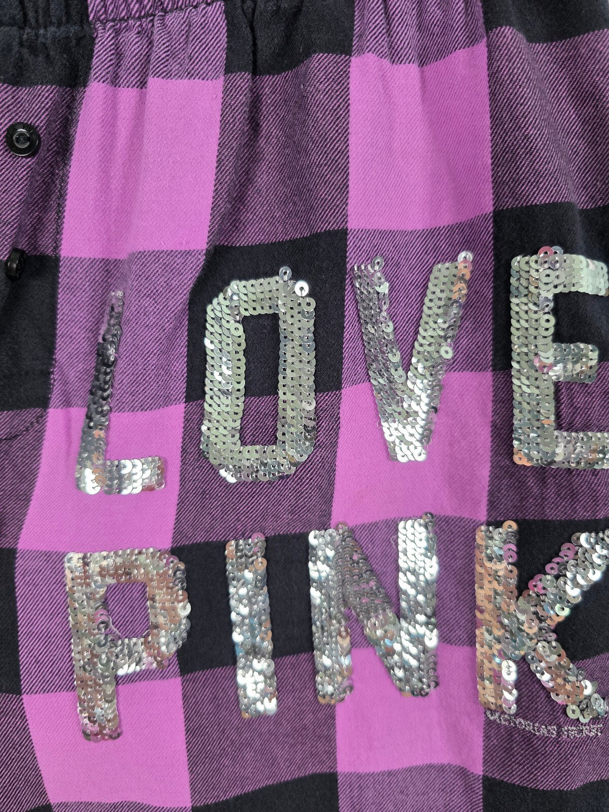 Victorias Secret PINK Plaid BLING Sequined Vintage XS Sleep Pants Pajama PJ