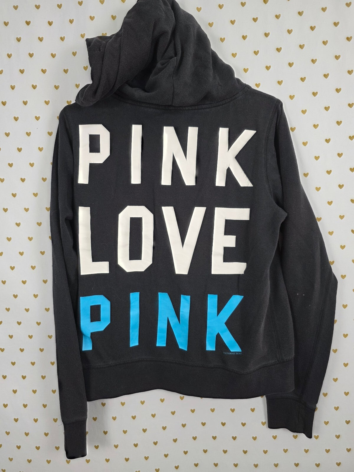 Victorias Secret Pink Vintage y2k Black Pullover Hoodie Logo Sweater Jacket Med
