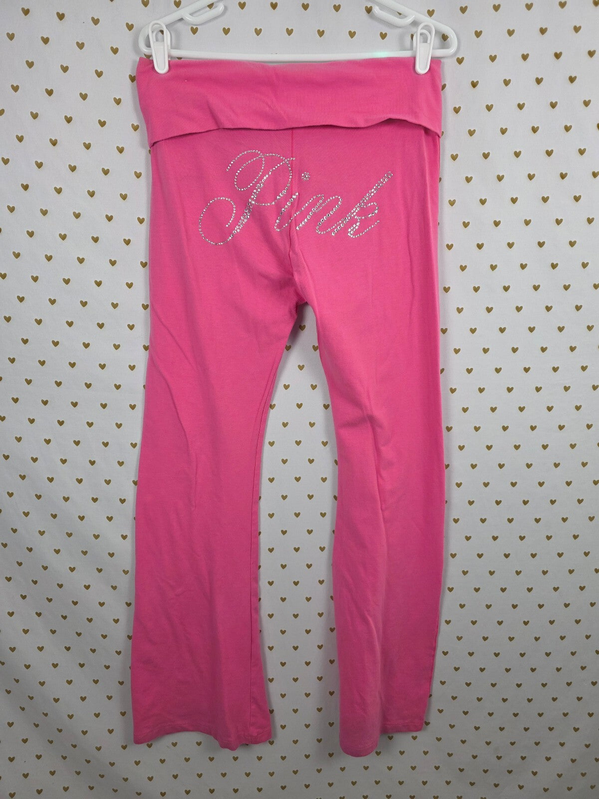 Victorias Secret PINK Bling Foldover Flare Yoga pants studded Large
