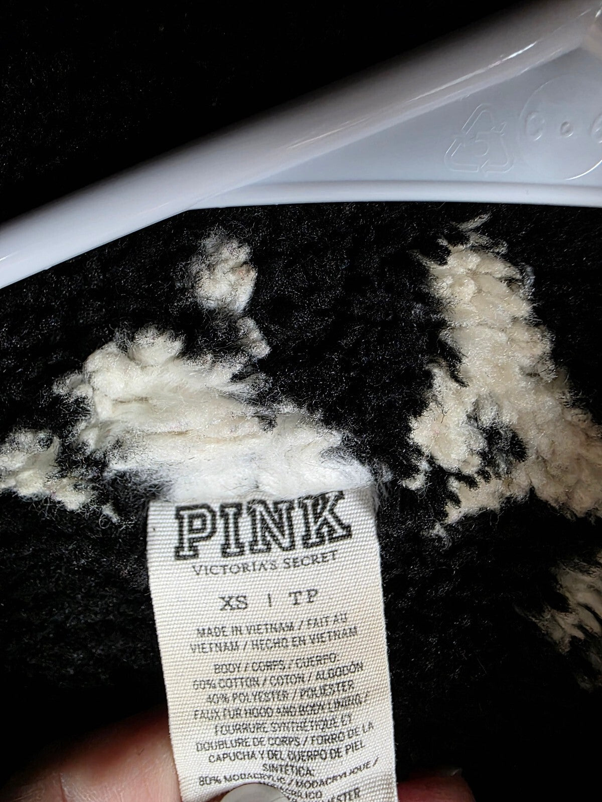 Victorias Secret Pink Sherpa Lined Thick Warm Full zip Hoodie Jacket XS