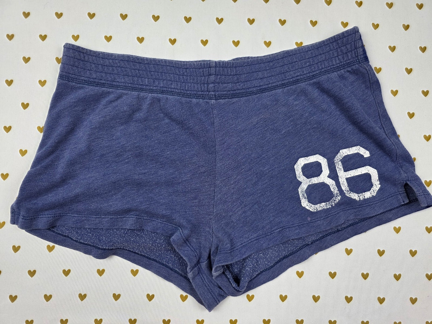 Victorias Secret PINK Vintage Blue 86 Logo Butt Sweat Shorts Y2k SMALL