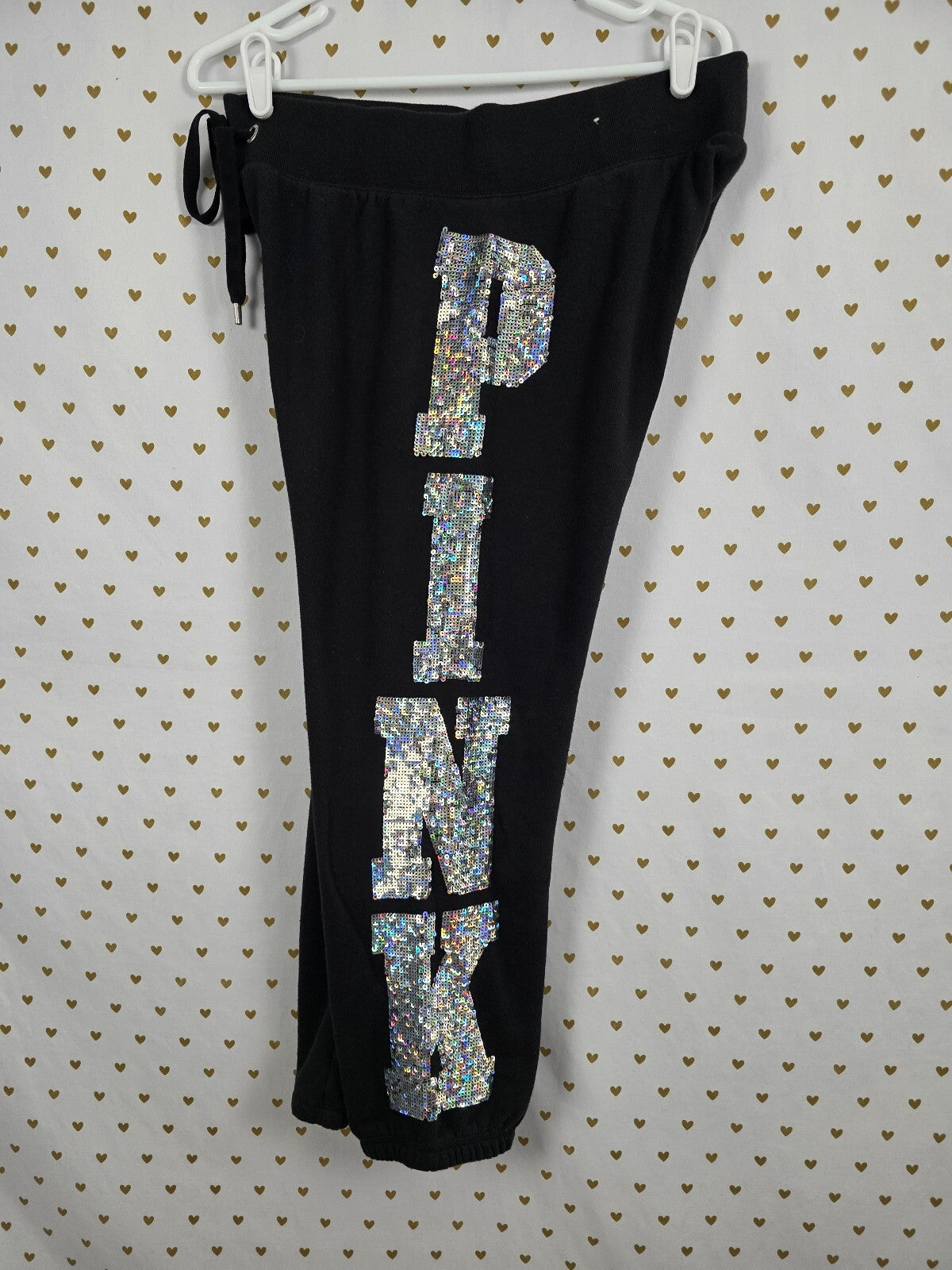 Victoria's Secret PINK MEGA BLING 86 Sequin Hoodie Jogger Sweats M RARE HTF