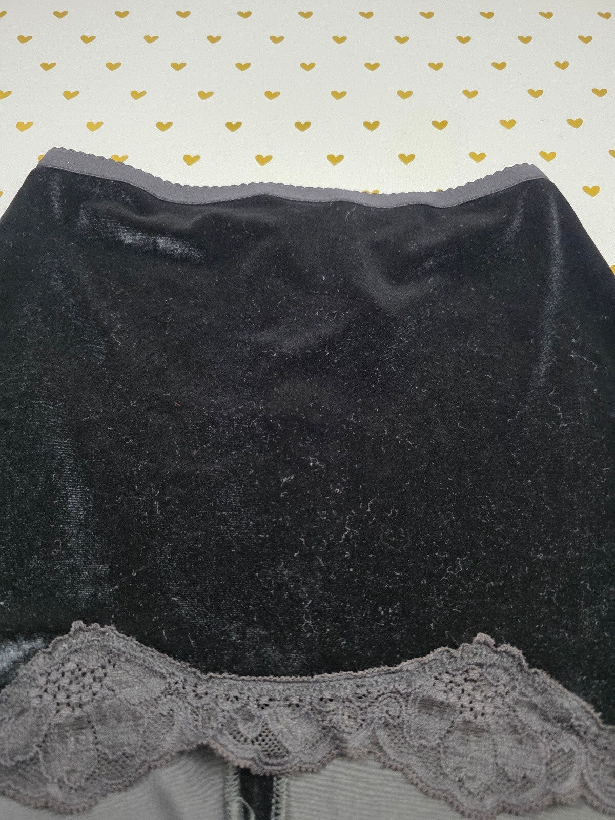 Victoria's Secret Black Velvet Lace Trim Mini Skirt XS Lingerie Y2K